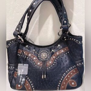RUSTIC COUTURE Studded Black and Brown Handbag - NEW w/ Tags